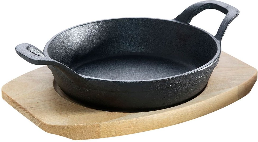 Gusseisen-Minipfanne mit Stiel und Untersetzer 18cm schwarz