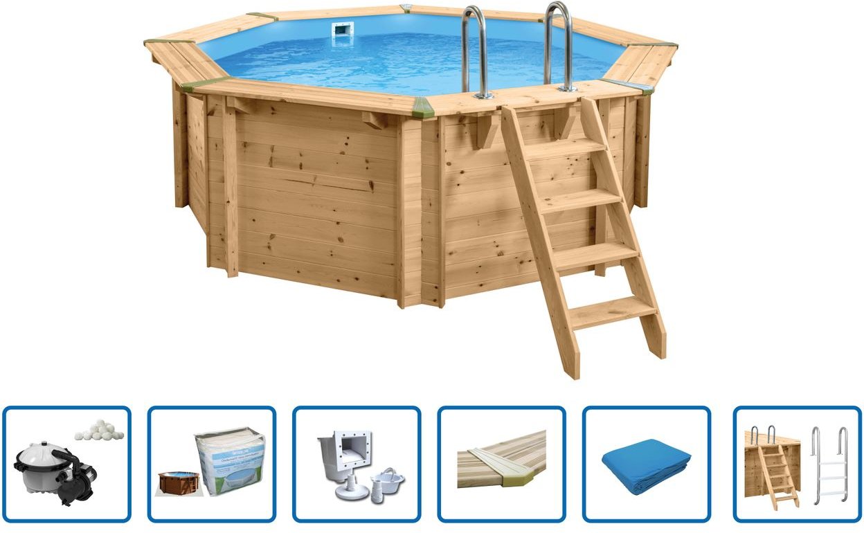 Thumbnail - Interline Holzpool "Java" 3,55 m / 1,16m Achteck Rund (Filteranlage 6,0m3, Basis Set)