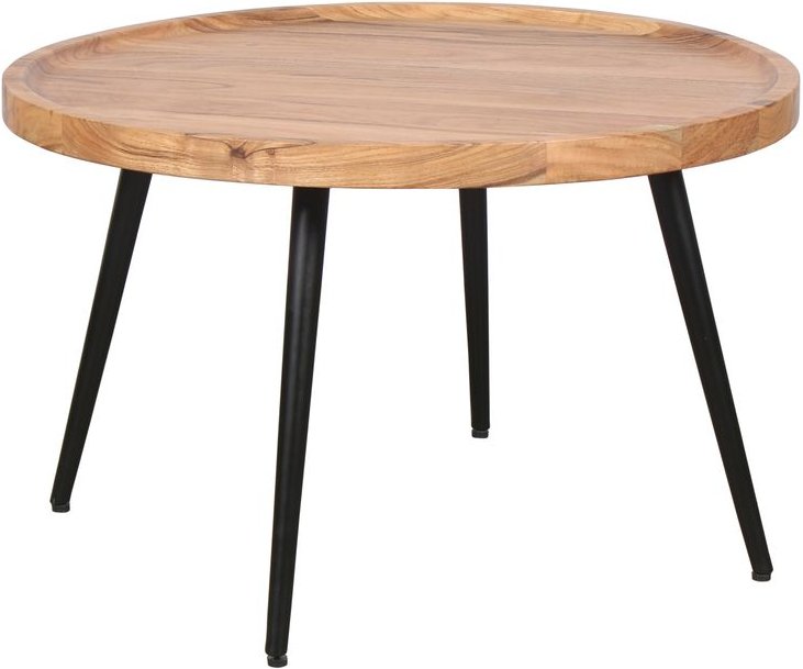 ROMY Couchtisch, Akazie natur lackiert, Metall schwarz pulverbeschichtet