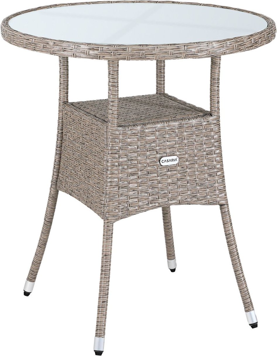 Casaria Gartentisch Polyrattan rund 74 x 60cm creme