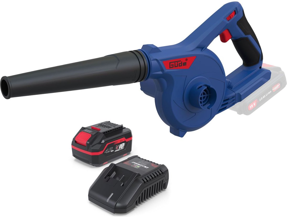 Güde Akku Bläser und Sauger BUS 18-0 inklusive Ladegerät & Akkupack Starter-Kit Set