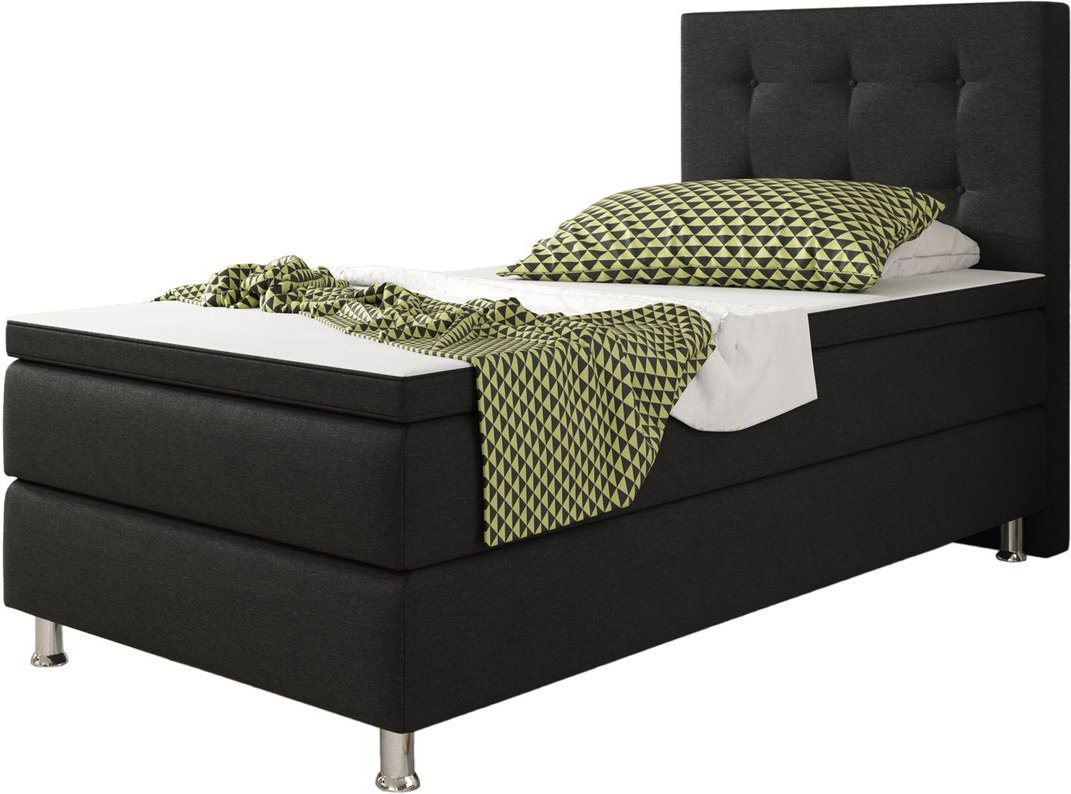 Boxspringbett Köln 90x200 Webstoff Schwarz