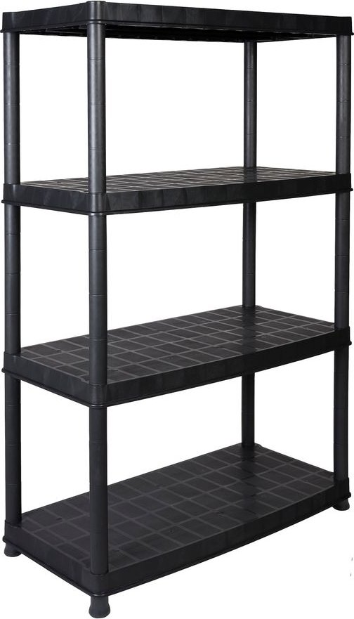 Kunststoff Steckregal 18" mit 4 Böden und hoher Tragkraft in Schwarz