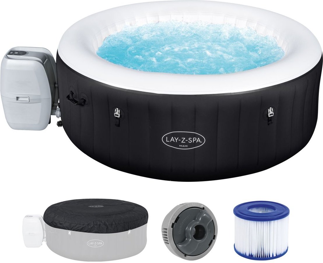LAY-Z-SPA® Whirlpool Miami AirJet™ für 4 Personen, Ø 180 x 66 cm, Schwarz
