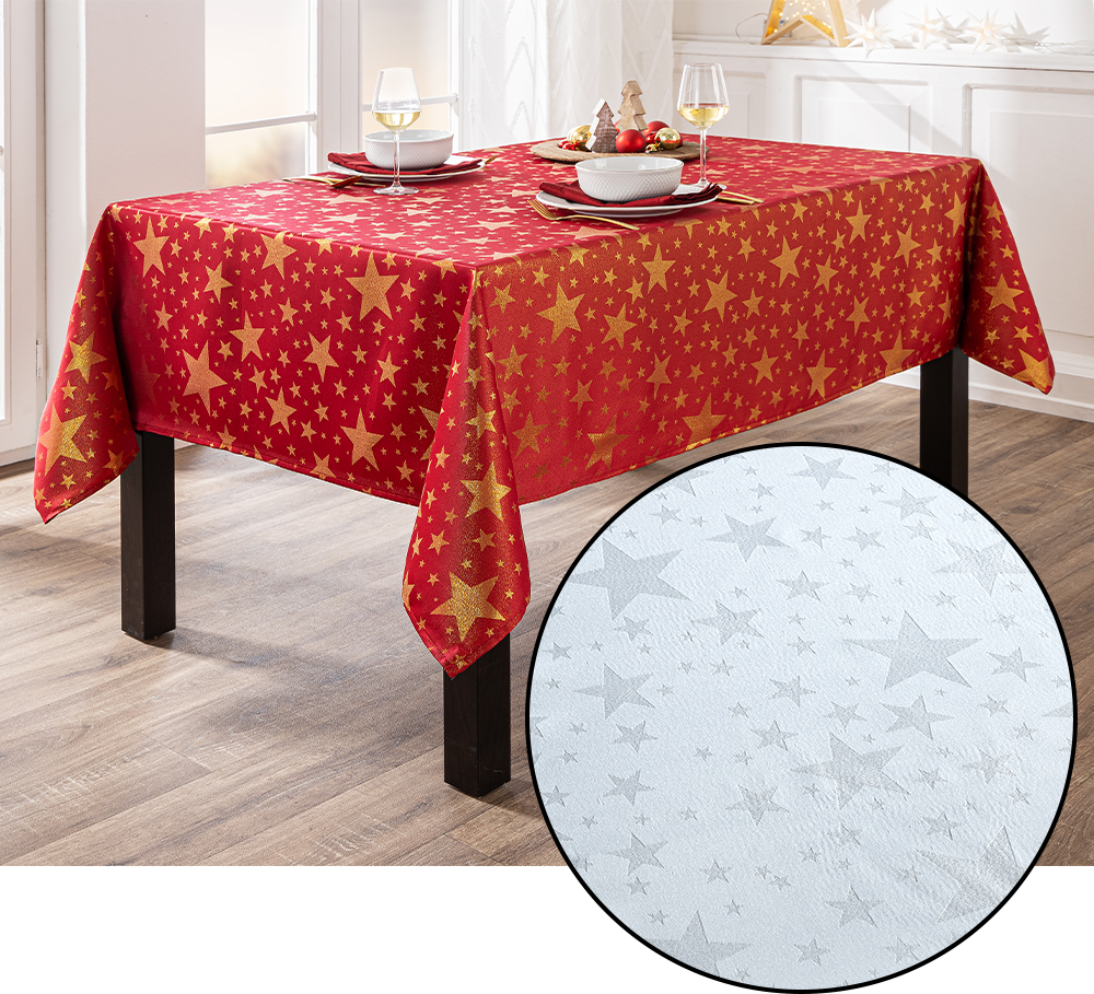 XXL-Jacquard-Tischdecke "Glitzer-Stern" - ca. 160 x 275 cm