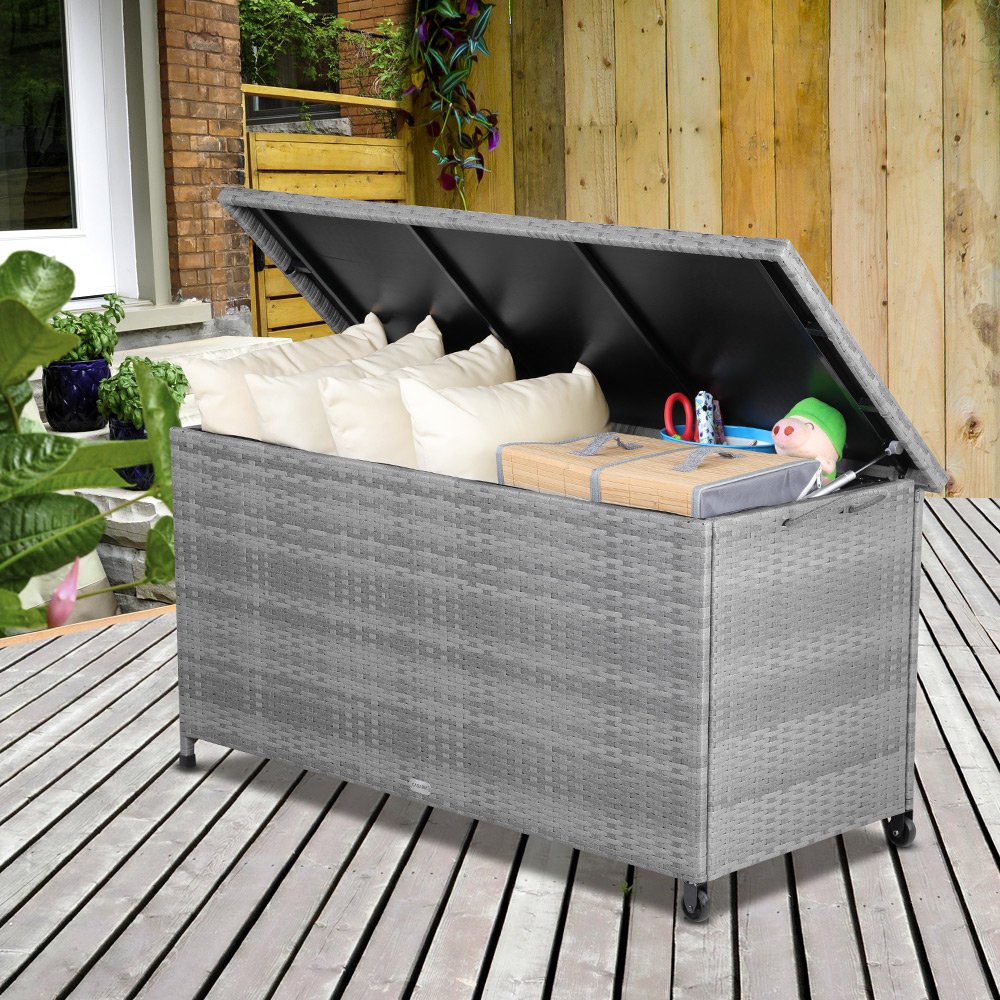 Auflagenbox Polyrattan 122x61x56cm grau