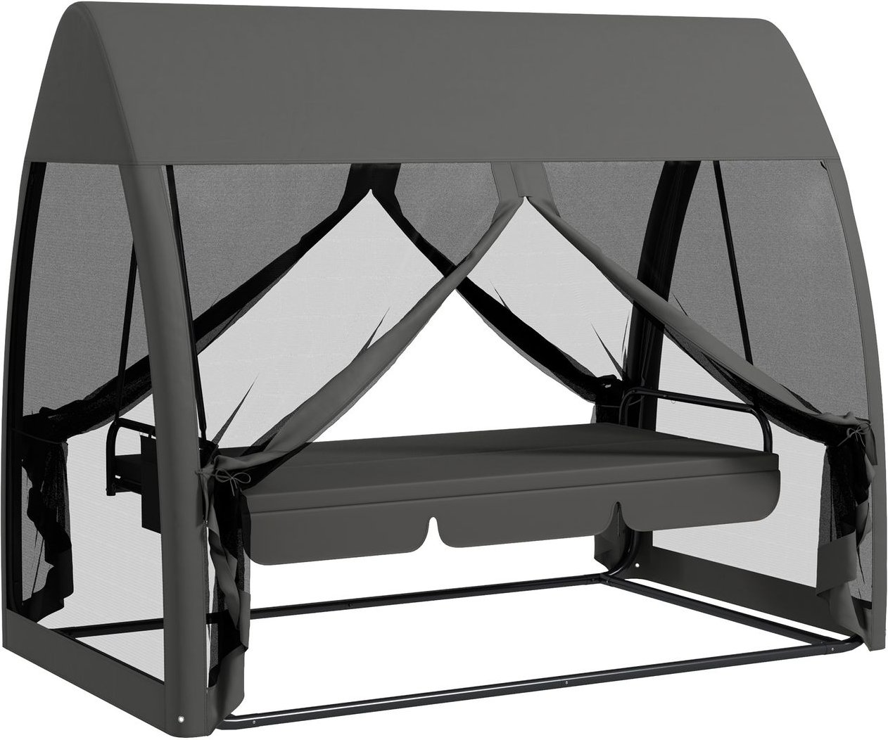 2 in 1 Hollywoodschaukel mit Liegefunktion 3-Sitzer Gartenschaukel mit Baldachin