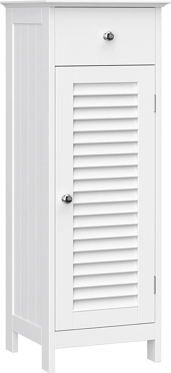 SONGMICS Badezimmerschrank mit Schublade Lamellentür