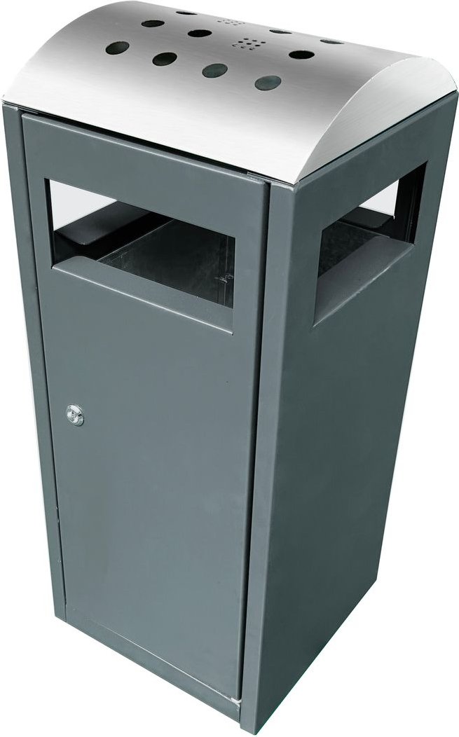 Abfalleimer 90 Liter aus Edelstahl, ca. 45 x 45 x 105 cm - Anthrazit