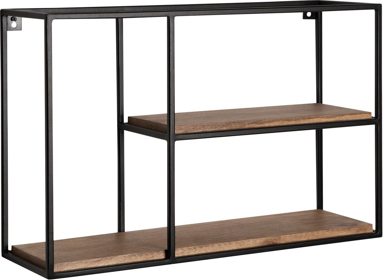 Wandregal Holz Metall 60x40x18 cm Hängeregal Regal Rechteckig Massiv Bücherregal Wand