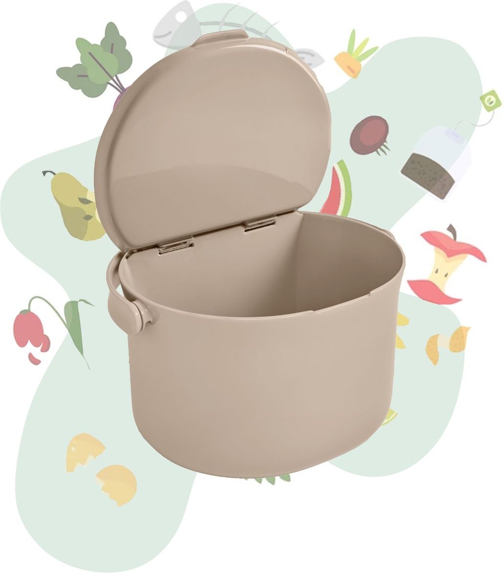 Behälter für Küchenabfälle, formschöner Komposteimer, cappuccino