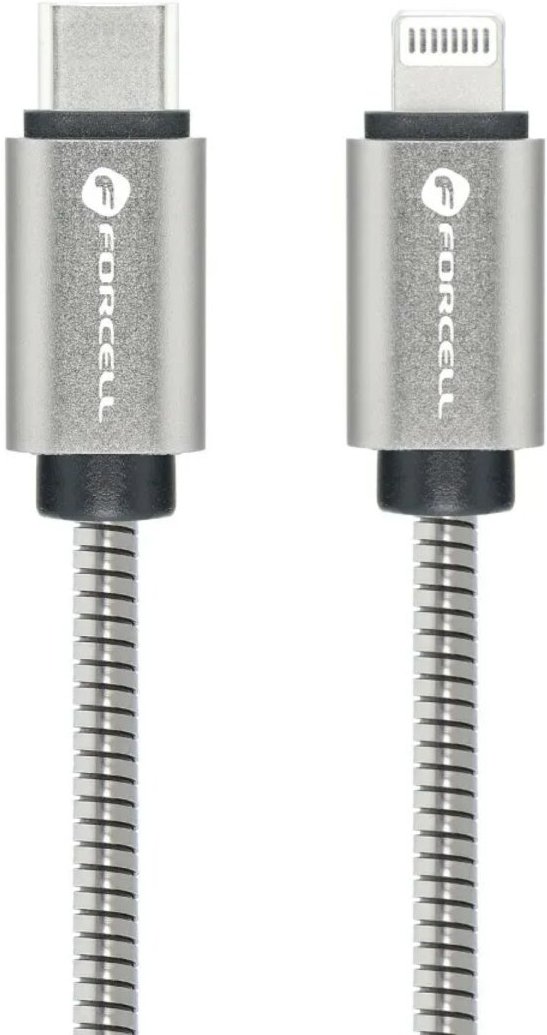 Ladekabel 1m in Silber USB-C komaptibel mit iPhone 8-polig QC3.0 PD 27W