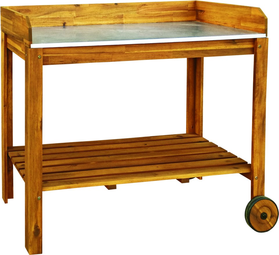 Pflanztisch aus Akazienholz mit Zinkplatte 111 x 49 x 91 cm FSC braun