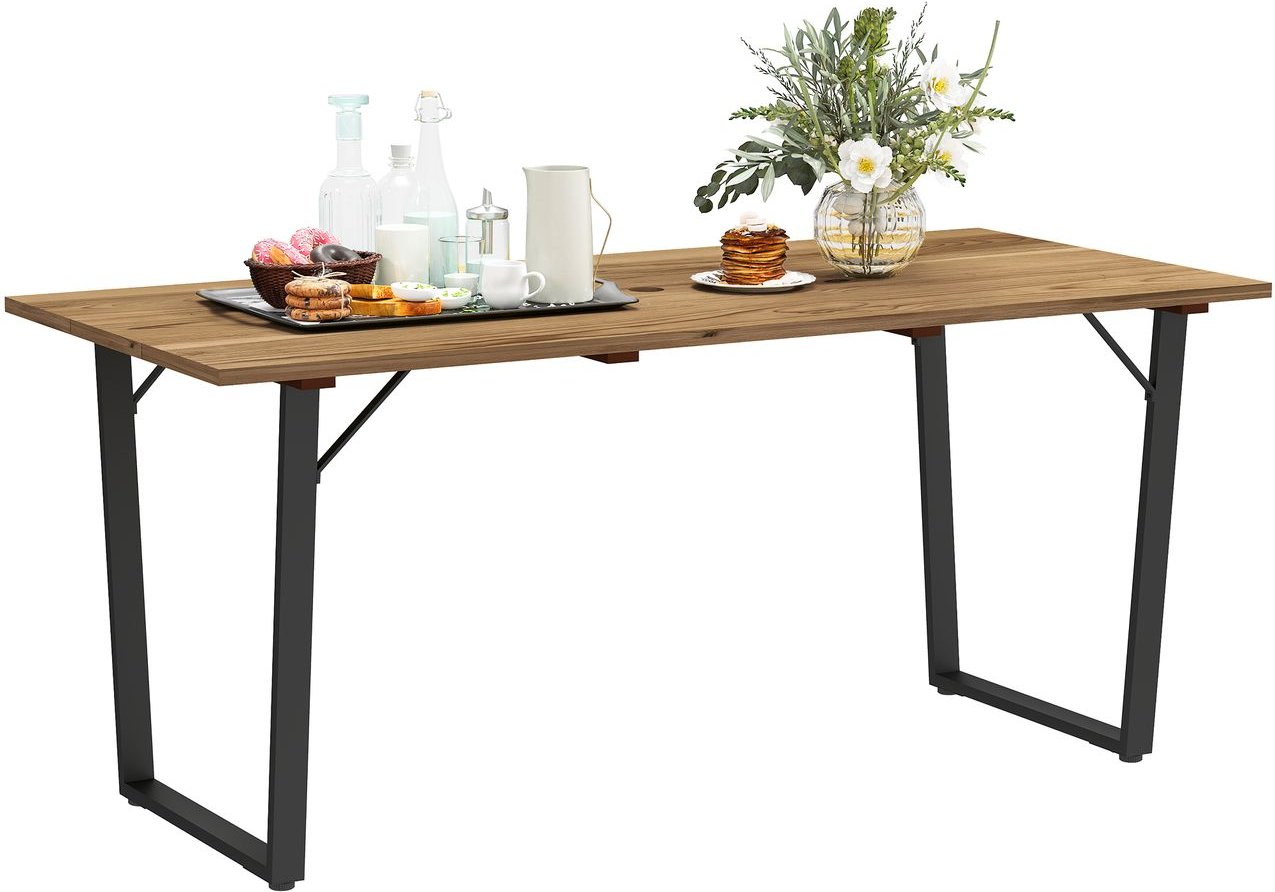 Gartentisch Holz 175x80 cm Wetterfest Balkontisch mit Schirmloch