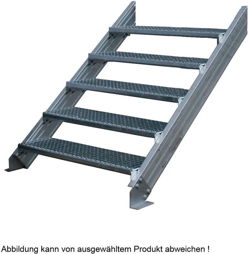 Außenwangentreppe Alaska 3 mit Alu-Profilwangen, 2 Gitterroststufen