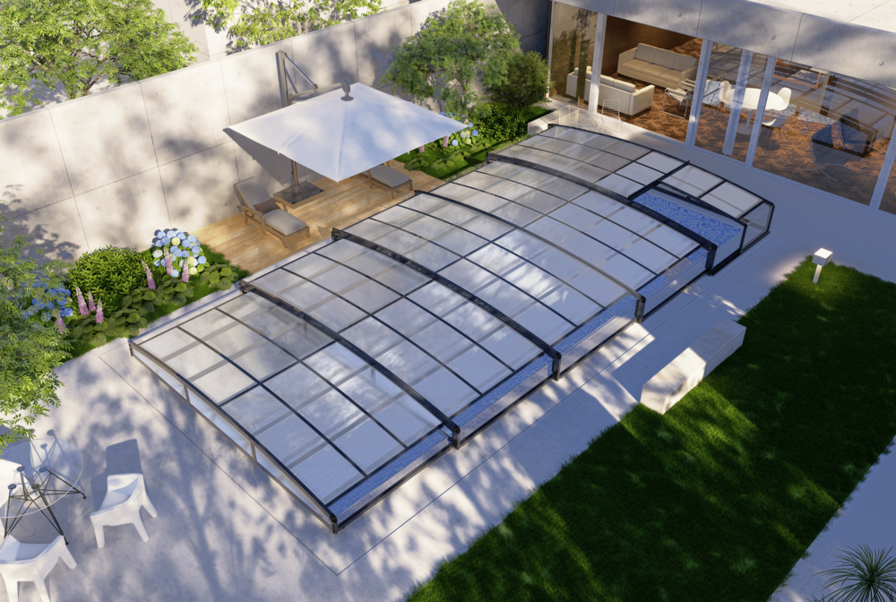 Poolüberdachung "Aqualina" aus Aluminium, ca. 10,99 x 4,26 x 1,05 m