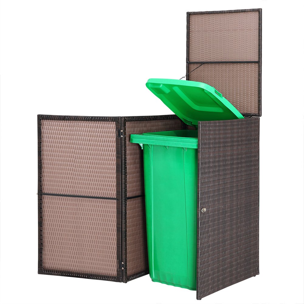 Mülltonnenbox Polyrattan 115x80x65cm braun