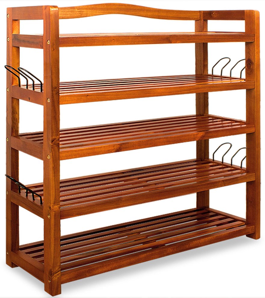 Allzweckregal mit 5 Etagen aus Akazienholz, ca. 82 x 74 x 26 cm - Braun