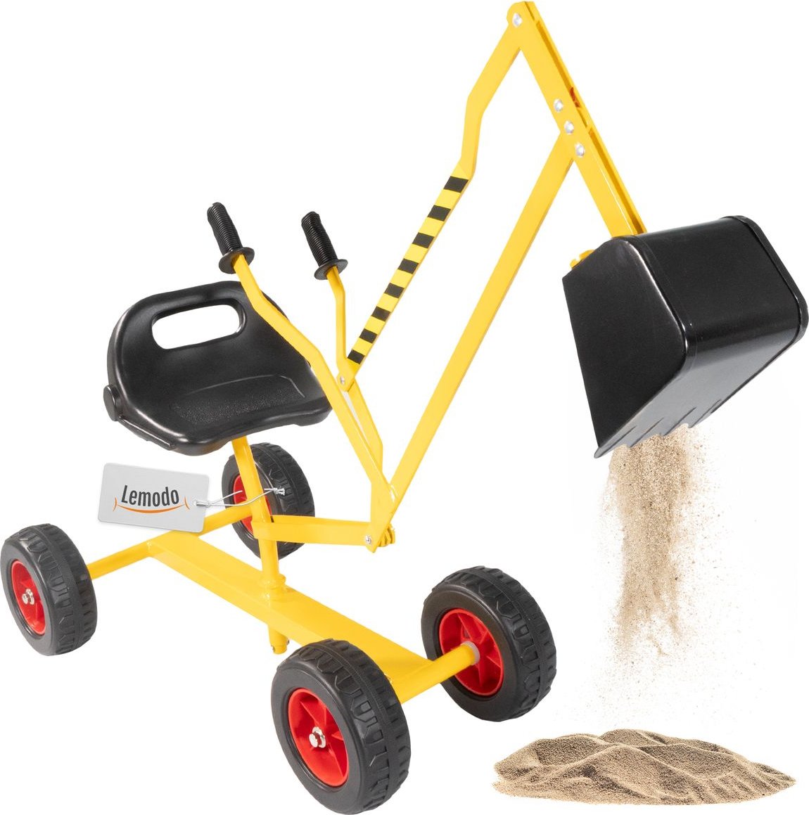 Sitzbagger aus Metall, Sandbagger mit 360º Drehung und Räder, Kinderbagger