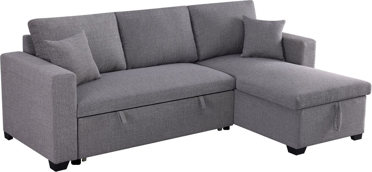Ecksofa mit Stauraum & Schlaffunktion, ca. 224 x 146 x 88 cm - Hellgrau