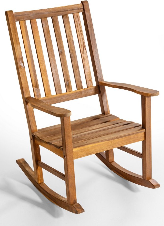 Schaukelstuhl mit hoher Rückenlehne aus Akazienholz, ca. 70 x 92 x 116 cm - Braun