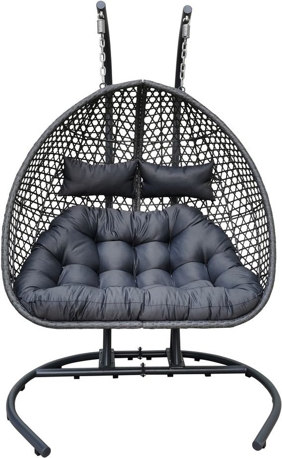 XXL-Hängesessel Polyrattan Doppelhängesessel - Grau
