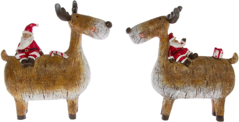 My Flair 2er-Set Rentier m. Nikol., natur/rot