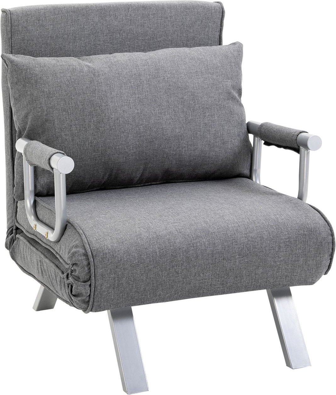 Thumbnail - Schlafsofa mit Armlehne 3-in-1 Schlafsessel Multifunktion leinen Polyester Grau 65 x 69 x 80 cm