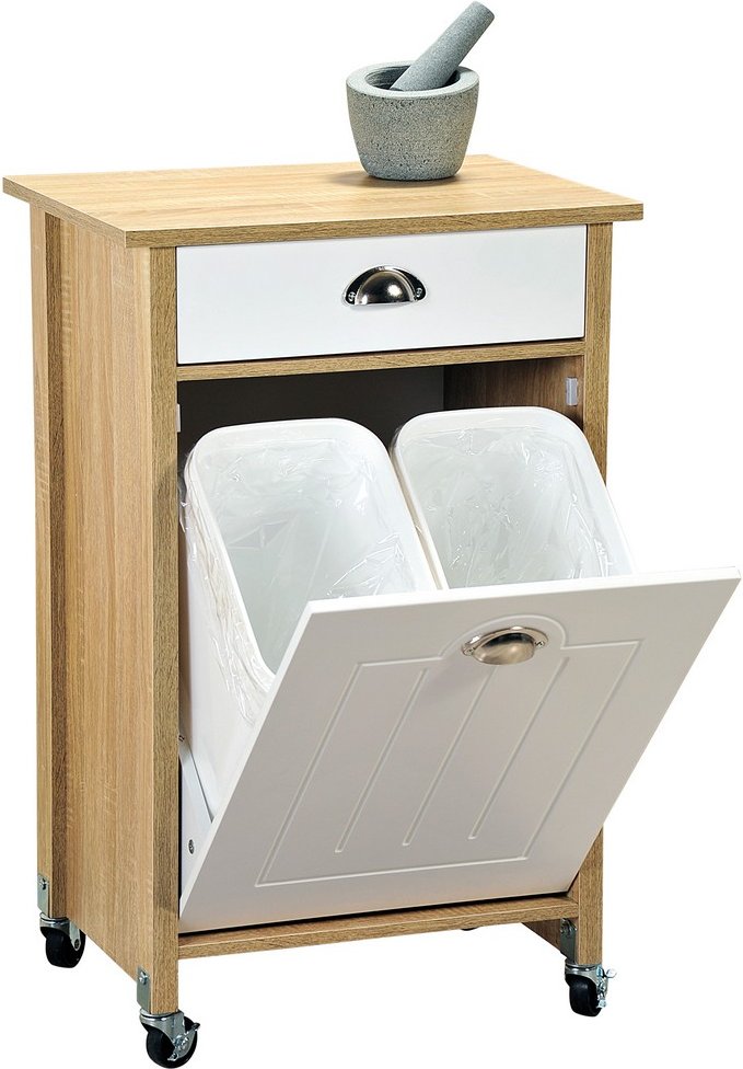 Thumbnail - Küchenwagen mit Mülltrennsystem Sonoma Eiche