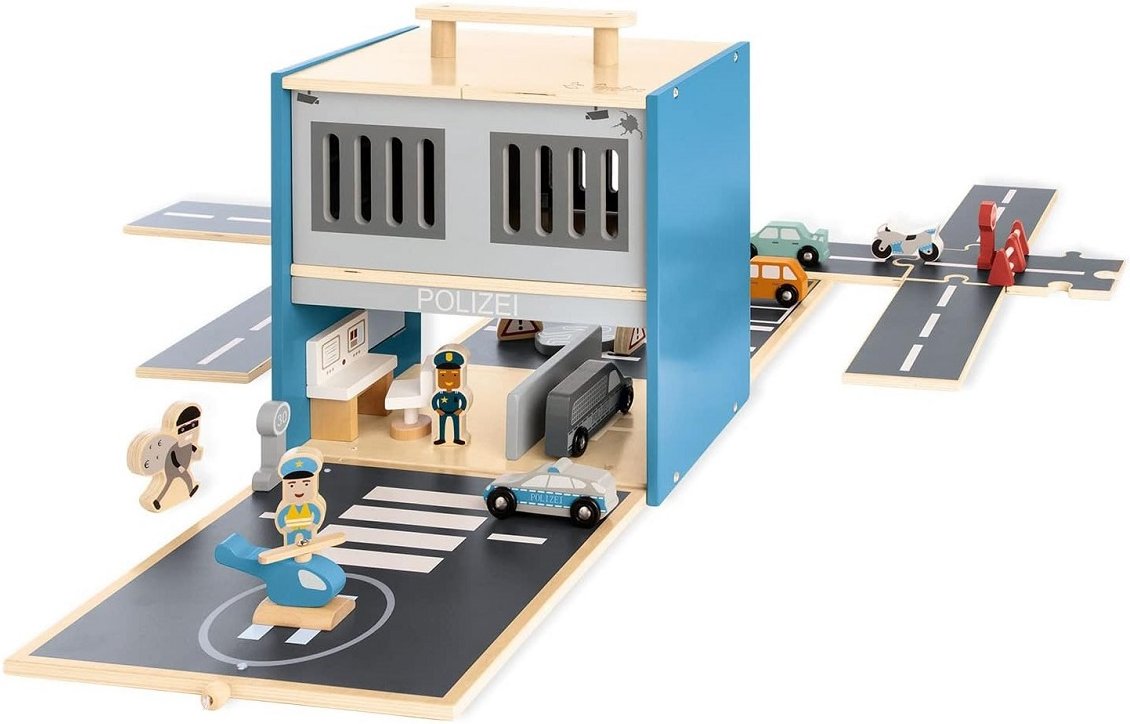 Thumbnail - Pinolino Spielwelt „Polizeiwache Gordon“ – Holzspielzeug mit Figuren & Zubehör