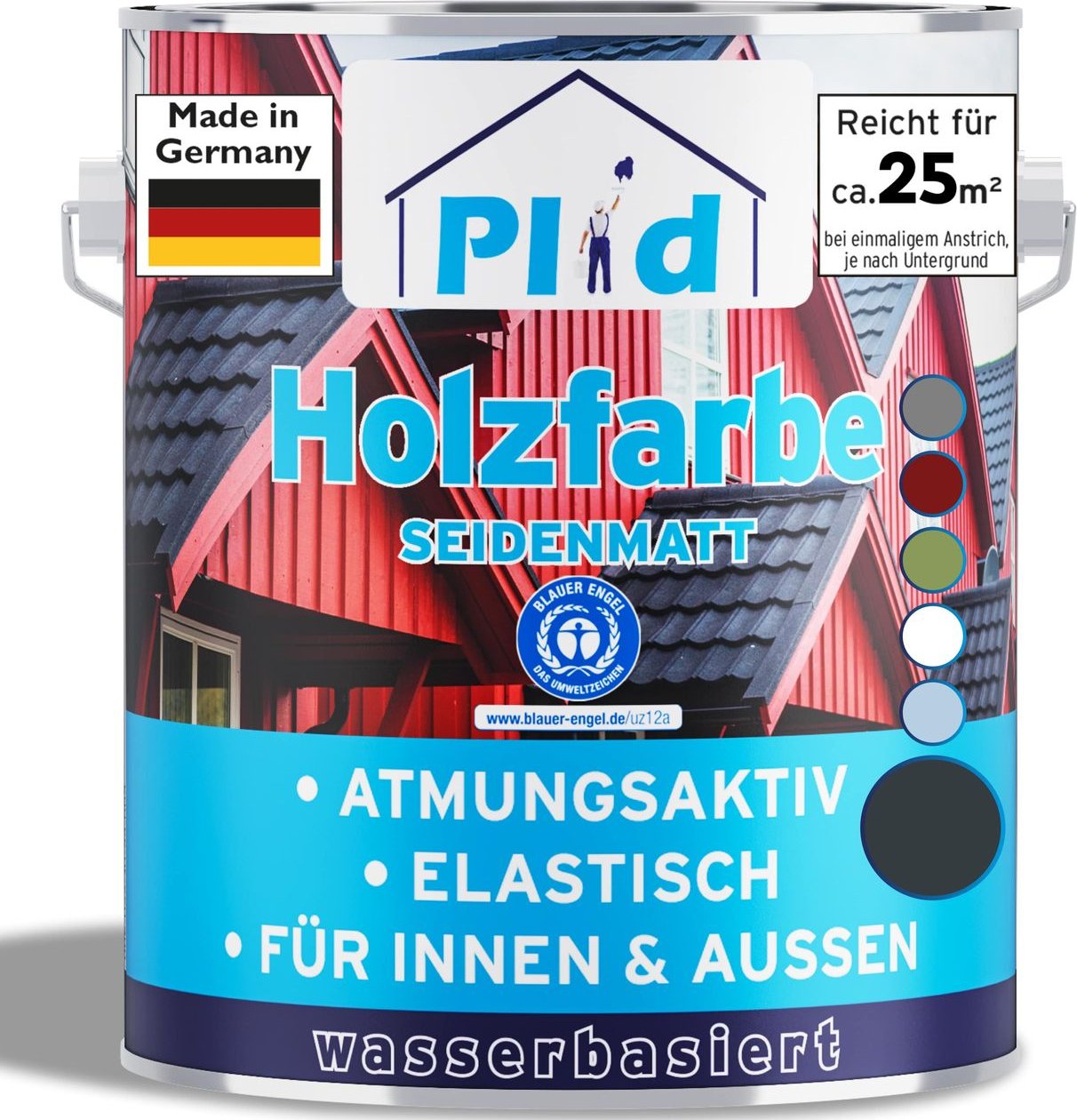 Thumbnail - Holzfarbe 2,5l Anthrazit, für ca. 25m² / Holzlack Schutzfarbe Schnelltrocknen