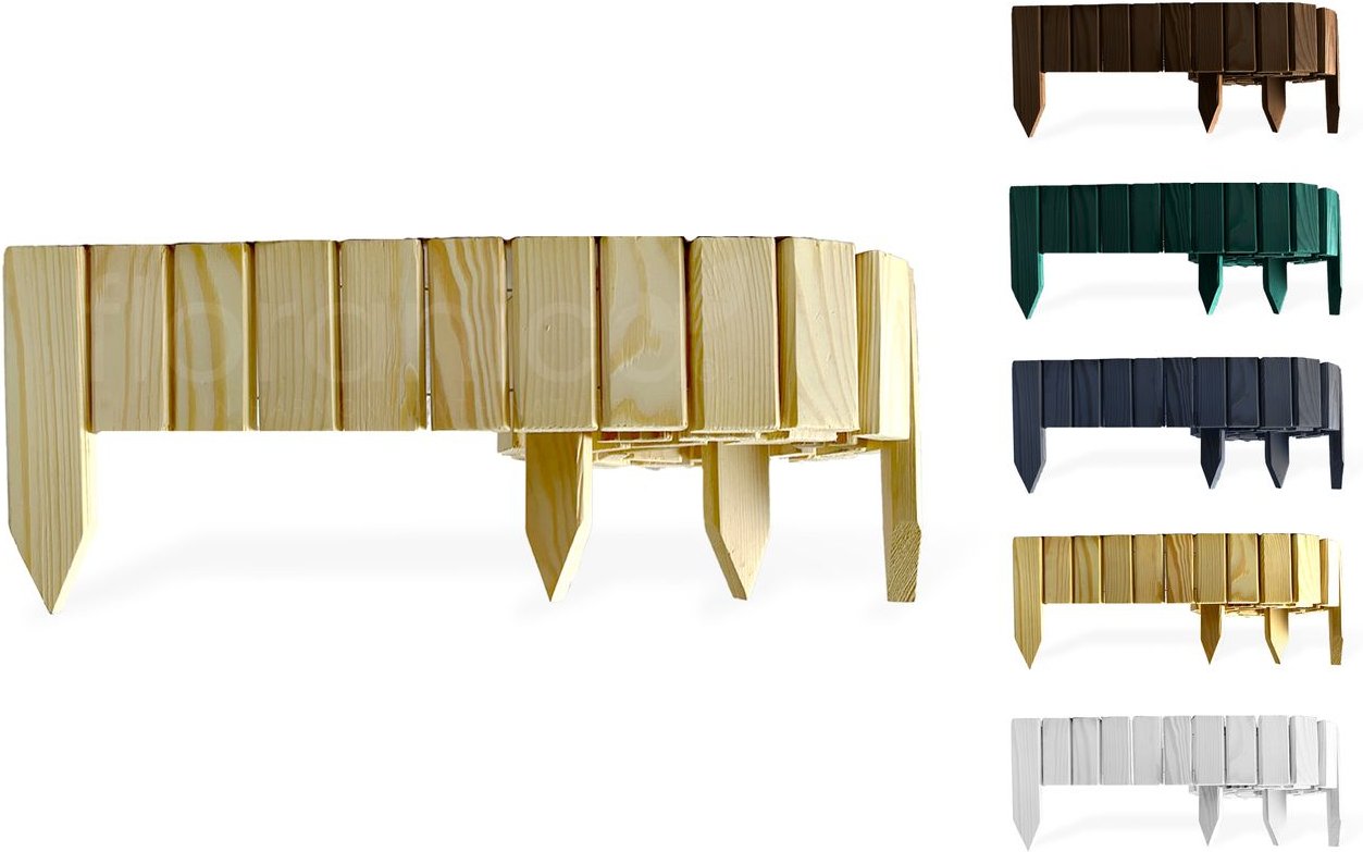 Floranica Rollborder II Flexibler Holzzaun 203cm (kürzbar) Höhe: 10cm Unbehandelt Kiefernholz