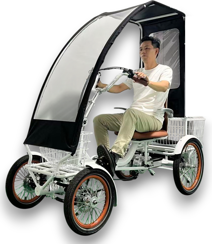 Therapeutisches Elektro vierrädriges Fahrrad KiKi 4 Alu Klapprad Erwachsene