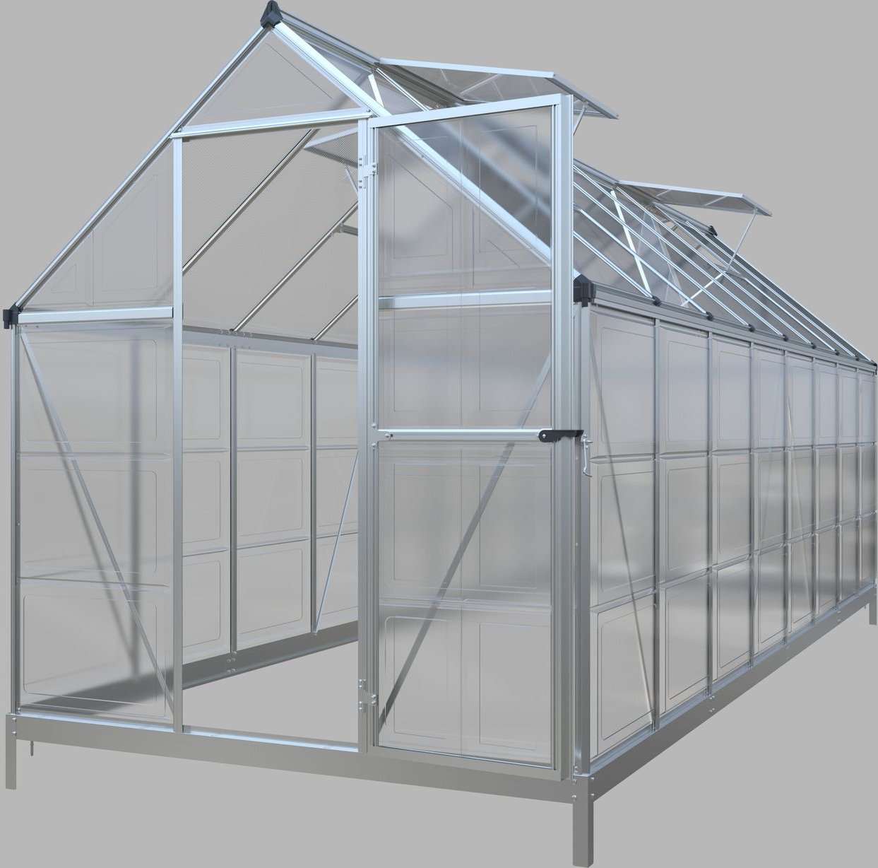 Crystal Plus Aluminium Gewächshaus, ca. 480 x 182 x 208 cm - Silber