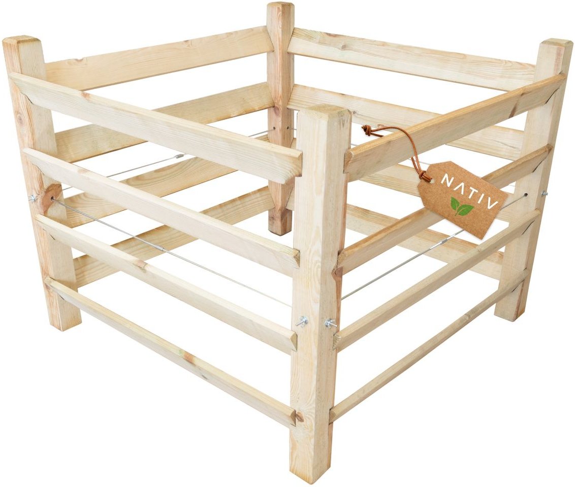Holzkomposter 100x100x80 cm, Komposter mit Stecksystem, Gartenkomposter