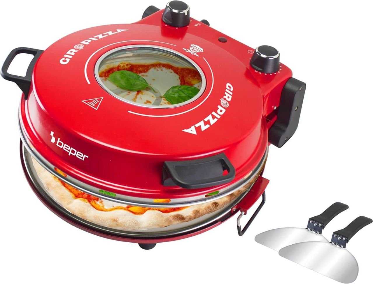Thumbnail - Beper P101CUD301 Pizzaofen, 400°C, 31 cm Keramikplatte, 5 Kochstufen, 15-Minuten-Timer, Edelstahl