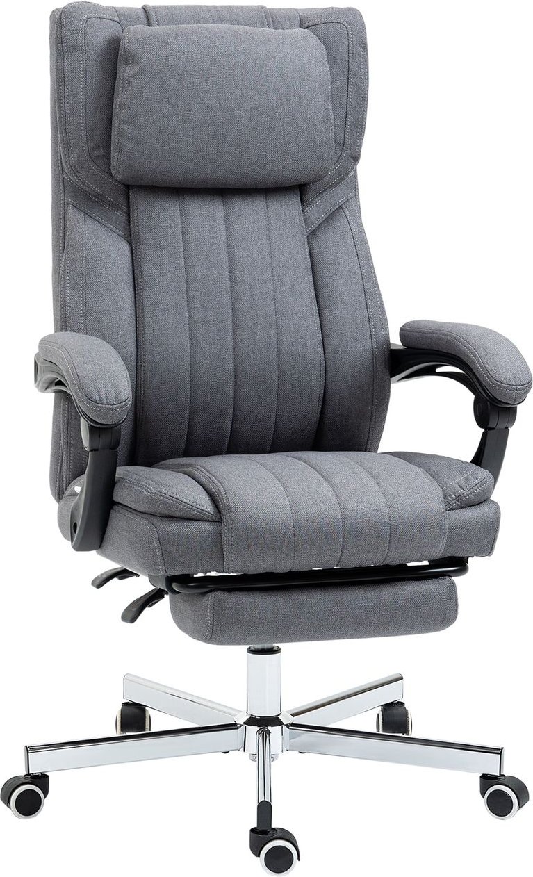 Bürostuhl mit Massagefunktion, Schreibtischstuhl mit Liegefunktion Grau