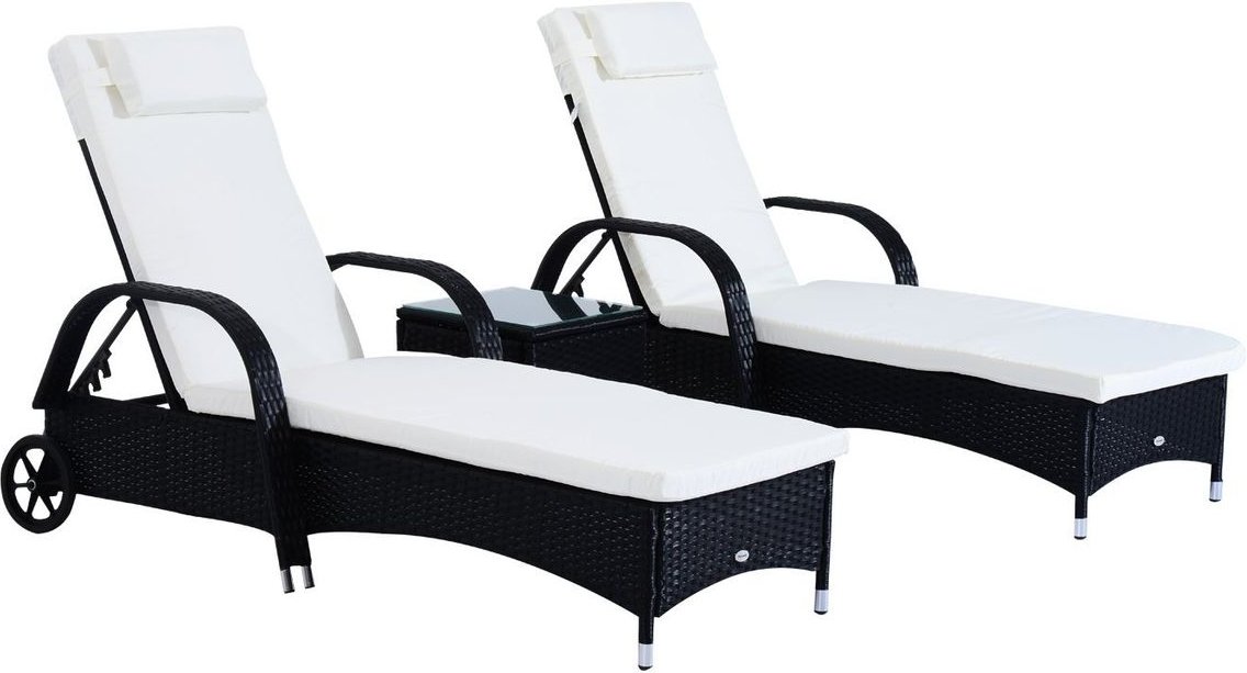 Thumbnail - 2 Sonnenliegen mit Tisch 3er-Set