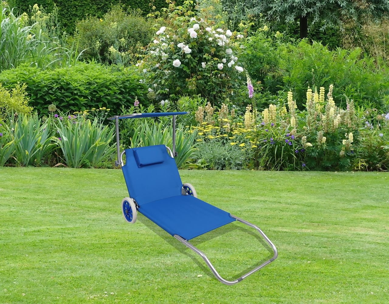 Thumbnail - Gartenliege Sonnenliege rollbar Blau