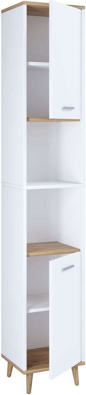 Hochschrank "Landos" Weiß/Honig-Eiche