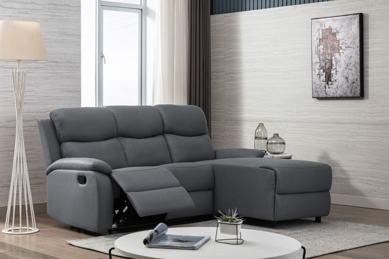 Thumbnail - Ecksofa mit Relaxfunktion - Dunkelgrau