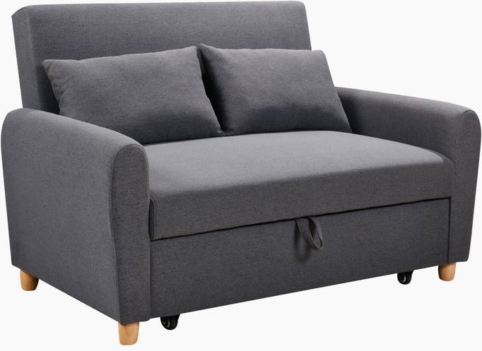Schlafsofa mit Ausziehfunktion und 2 Kissen, ca. 139 x 96 x 88 cm – Dunkelgrau