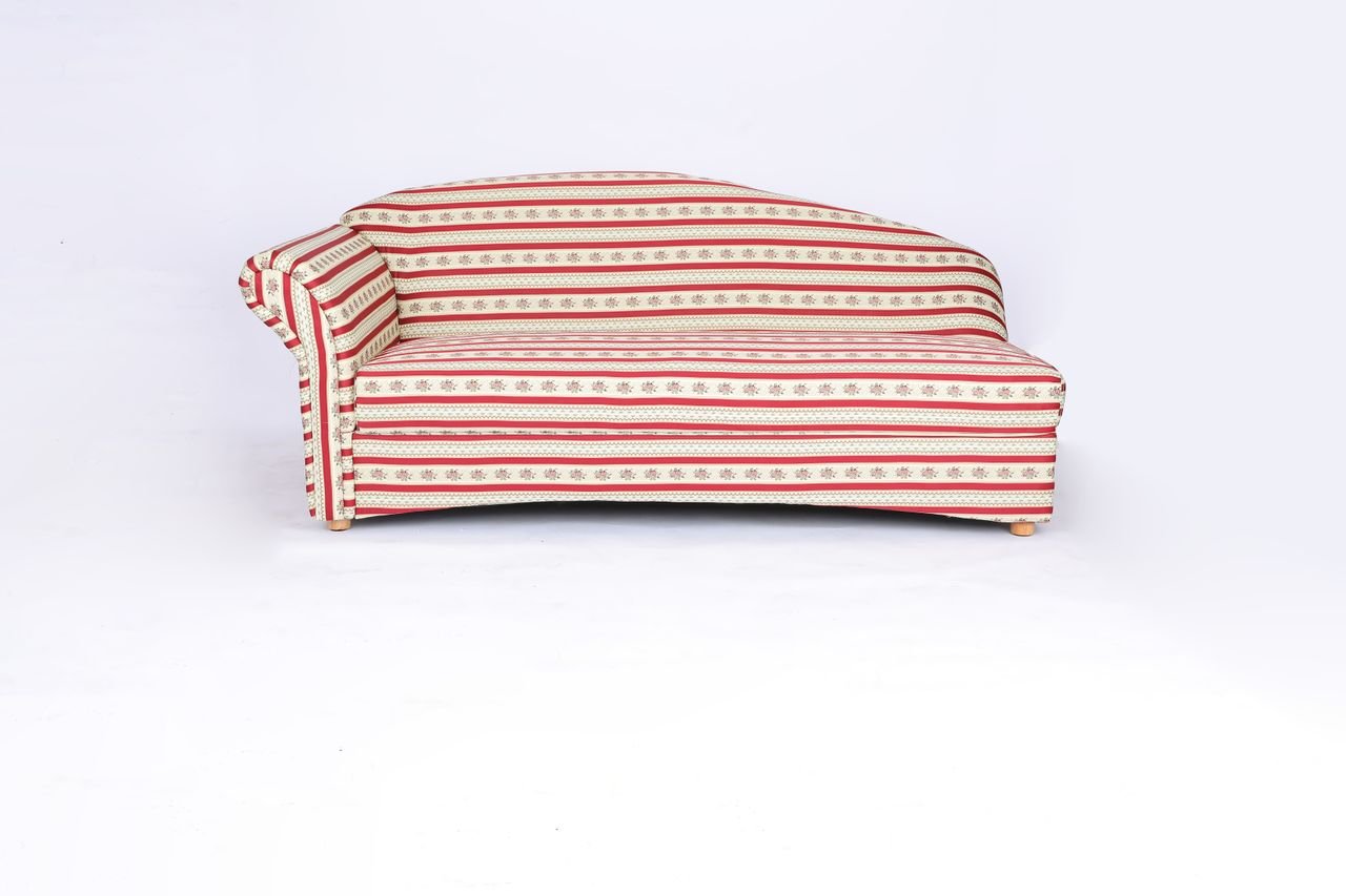 3-Sitzer Sofa Loretta mit linker Armlehne, ca. 193 x 83 x 85 cm – Rot gestreift & Blumenmuster