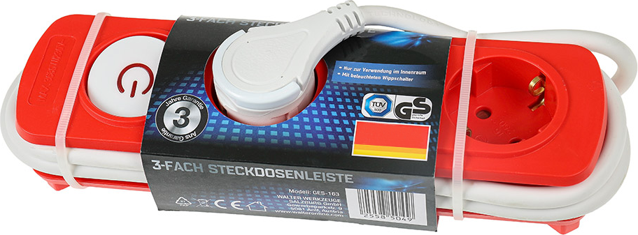 3-fach Steckdosenleiste - Rot