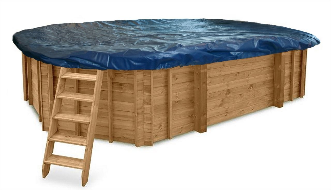 Interline Holzpool Winter Abdeckpläne 6,40 x 4,00m Oval (8-Eckig)