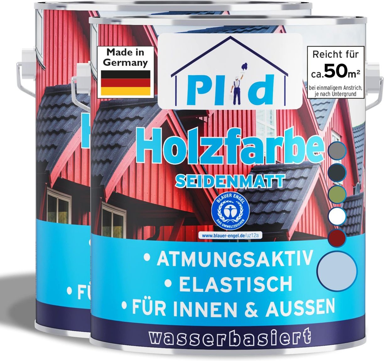 Holzfarbe 5l Taubenblau, für ca. 50m² / Holzlack Schutzfarbe Schnelltrocknend