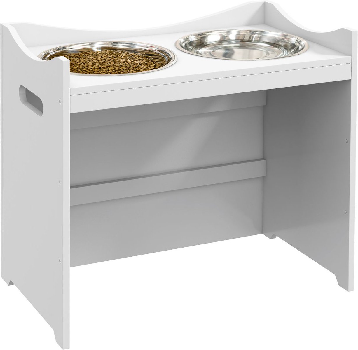 Erhöhtes Hundenapf, Höhenverstellbar Futternapf mit 2L Futterschale, Weiß