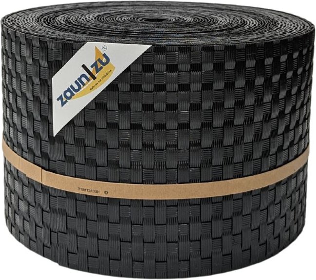 Thumbnail - Sichtschutzstreifen Rattan PE für Doppelstabmatten Schwarz 26m