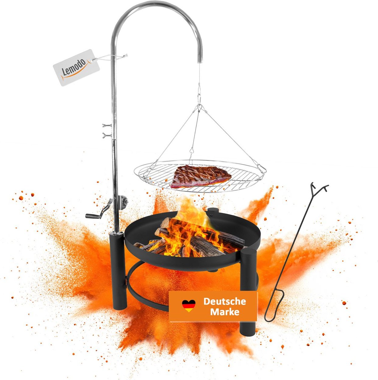 Schwenkgrill mit höhenverstellbarem Grillrost