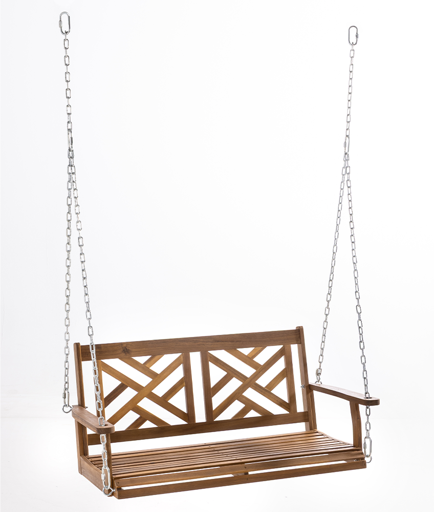 Gartenschaukel für 2 Personen aus Akazienholz mit FSC, ca. 125 x 64 x 56 cm